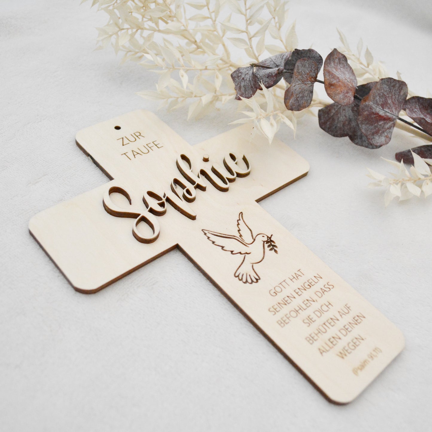 Holzkreuz Taufe personalisiert