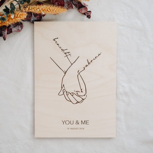 Holztafel "You & Me" (personalisiert)