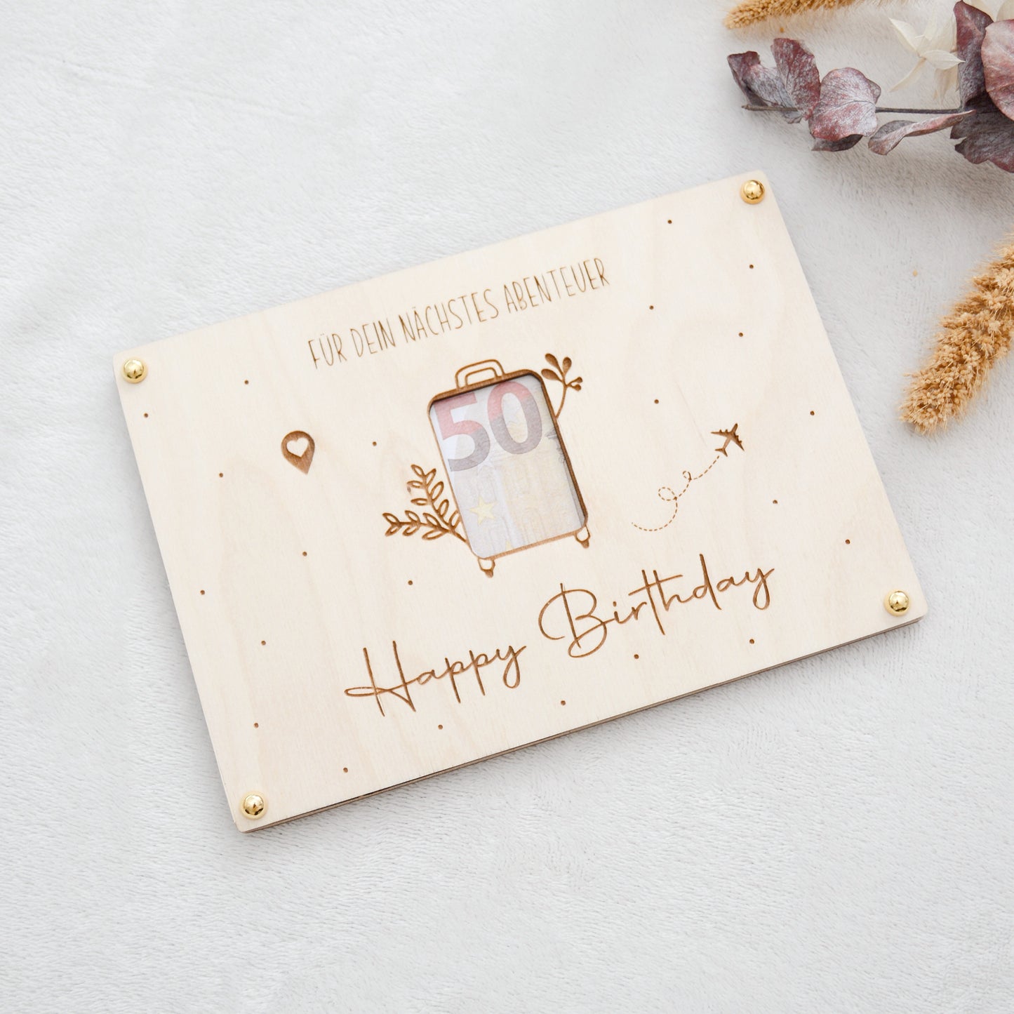 Holz Karte | Geldgeschenk | Geburtstag | Reise