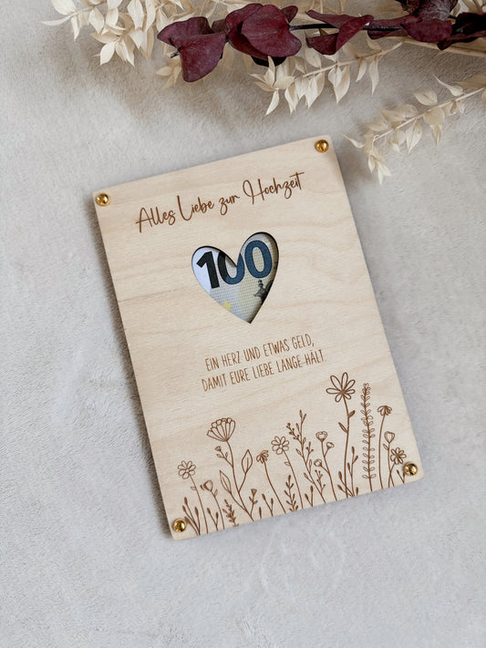 Holz Karte | Geldgeschenk | Hochzeit