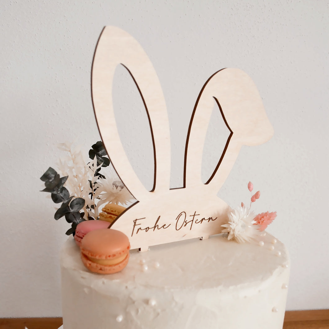 Cake Topper Hasenohren „Frohe Ostern“