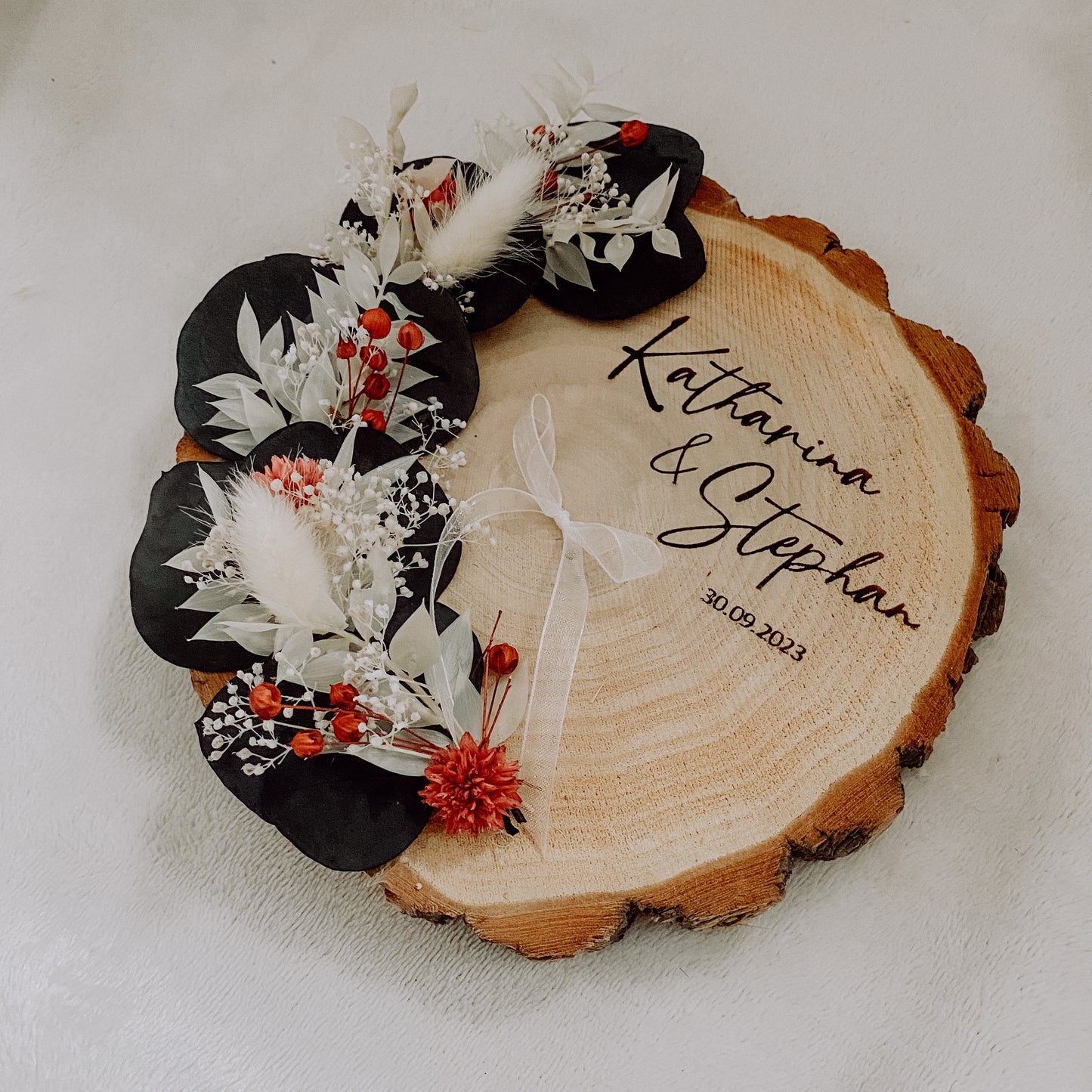 Ringkissen Holz Hochzeit (personalisiert)