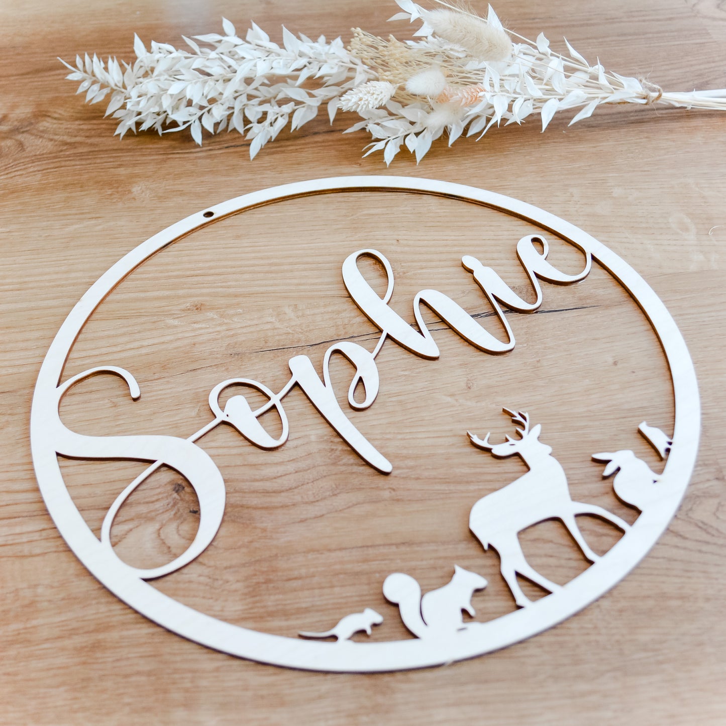 Holzschild NAME Waldtiere (personalisiert)