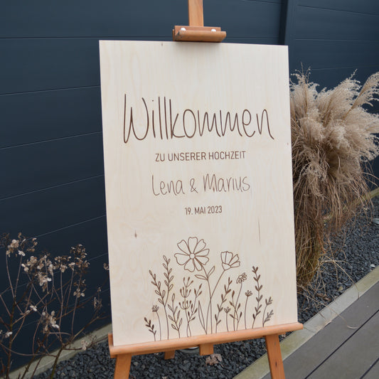 Willkommensschild "Hochzeit" (personalisiert)
